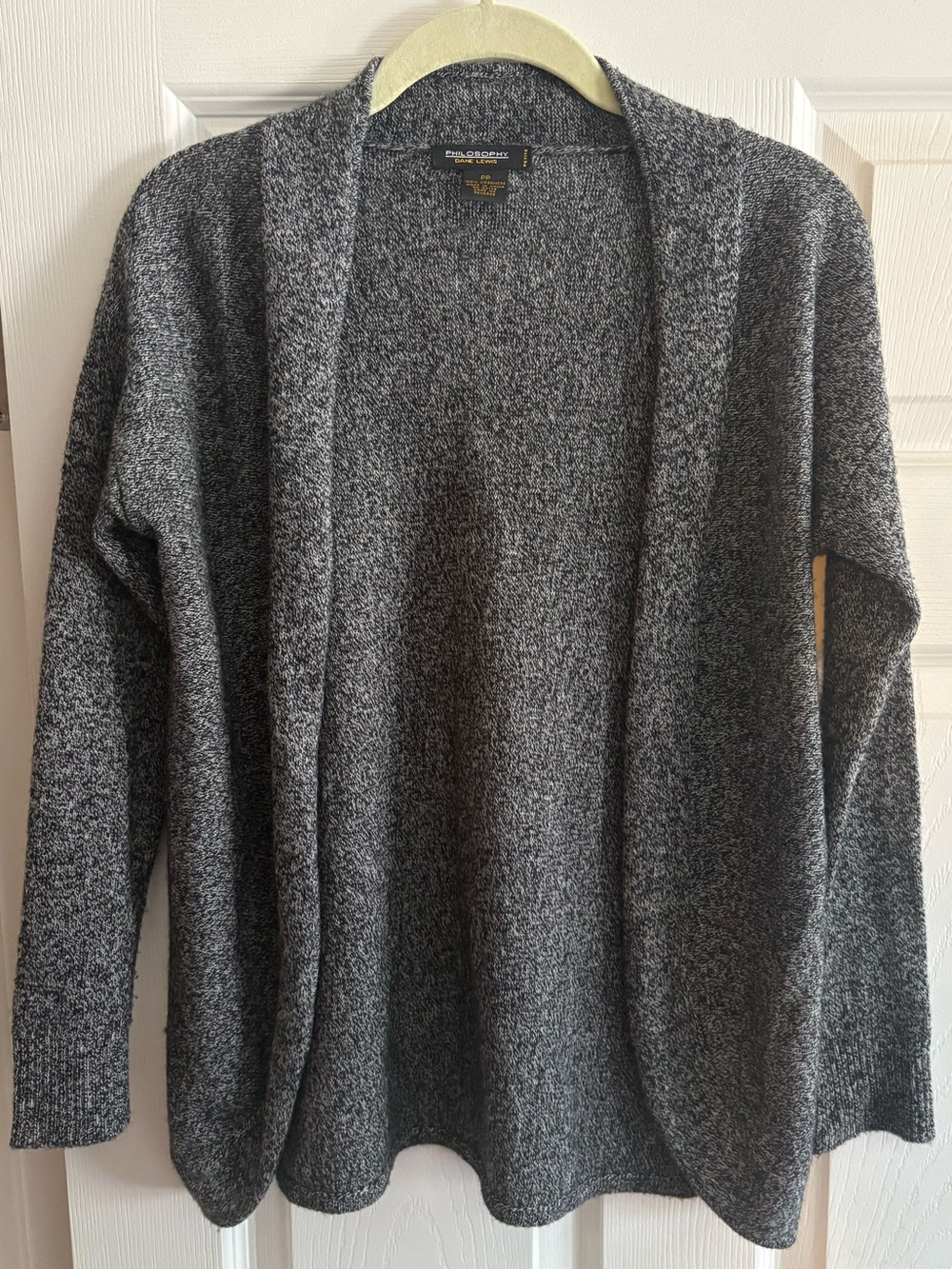 Philosophy Dane Lewis 100% cashmere cardigan open front gray comfy PP petite
